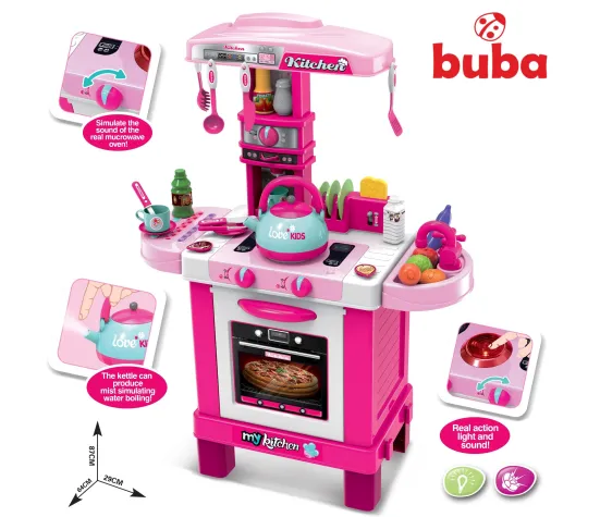 Buba 008-939 Kids Induction Kitchen with Kettle, Pink