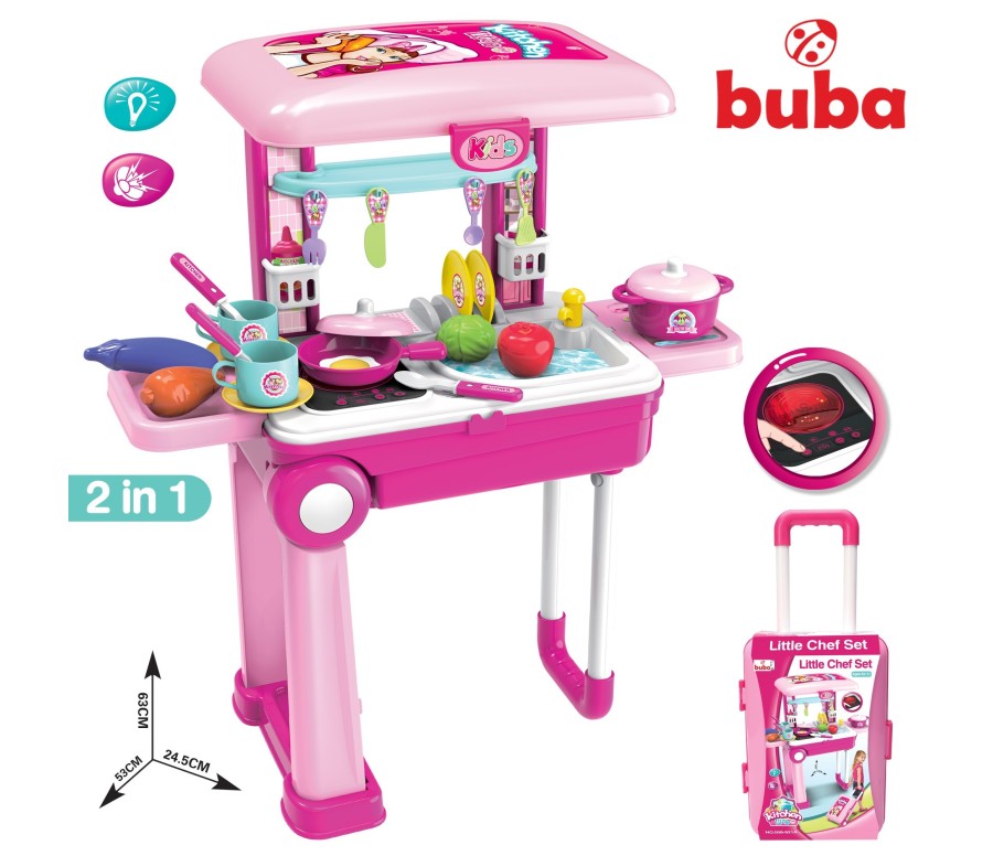 Детска кухня Buba Little Chef 008-921A, Куфар, Розова