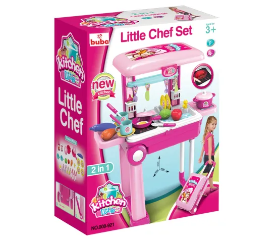 Bucătărie pentru copii în valiză Buba Little Chef 008-921A, roz
