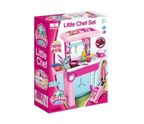 Детска кухня Buba Little Chef 008-921A, Куфар, Розова