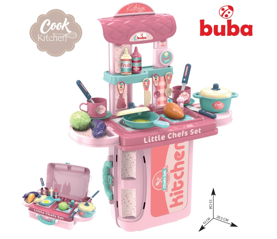 Set de bucatarie pentru copii Buba play set, Roz