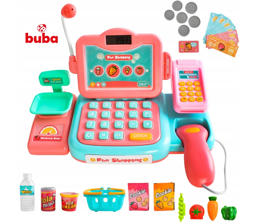 Детски касов апарат с аксесоари Buba Fun Shopping 888G, розов