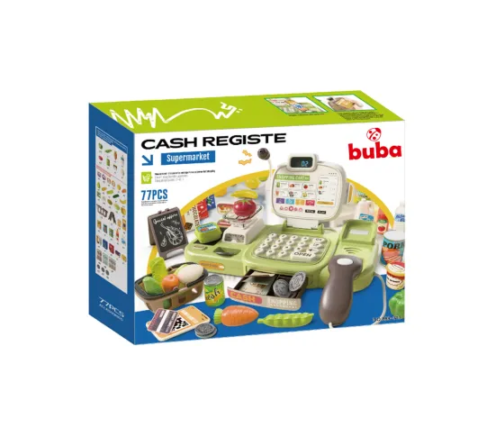 Buba 889-313 Kids’ Supermarket Set with Cash Register, Scanner and Accessories, green