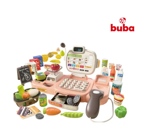 Детски супермаркет Buba 889-312 с касов апарат, скенер и аксесоари, розов